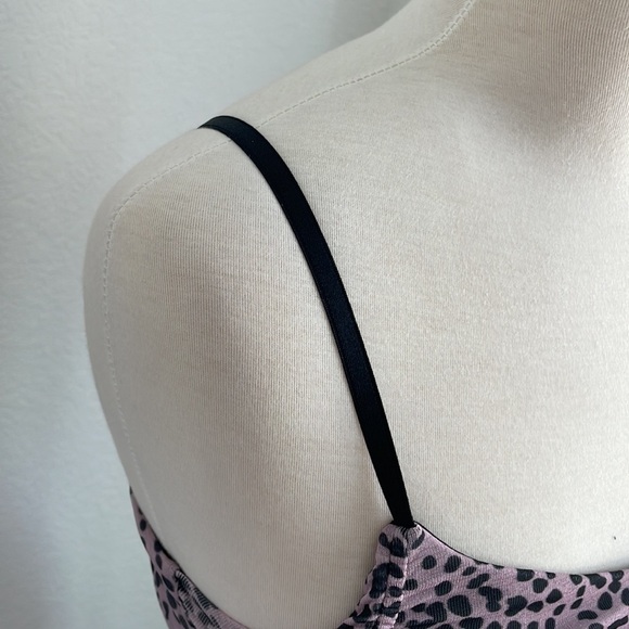 TOPSHOP animal print purple black snap scrunch bodysuit strap tank top US size 6 - Picture 10 of 12